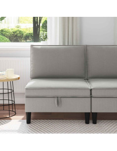 Divano Medio con Storage Grigio chiaro Velluto