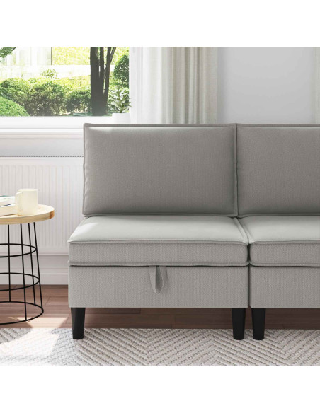 Divano Medio con Storage Grigio chiaro Velluto