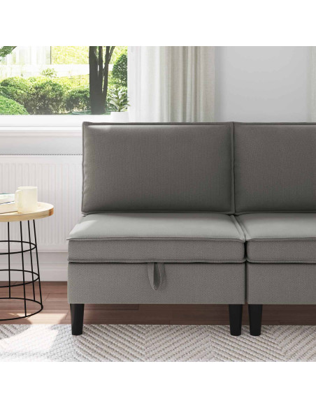 Divano Medio con Storage Grigio scuro Velluto