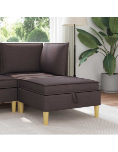 Pouf con Storage Marrone Scuro Tessuto