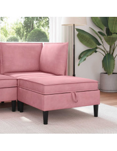 Pouf con Storage Rosa Velluto
