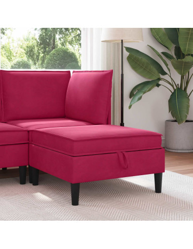 Pouf con Storage Rosso Vino Velluto