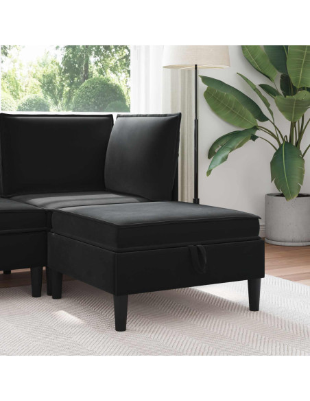 Pouf con Storage Nero Velluto