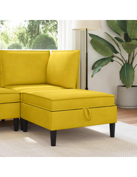 Pouf con Storage Giallo Velluto