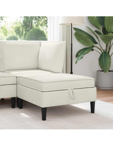 Pouf con Storage Crema Velluto