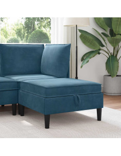 Pouf con Storage Blu Velluto