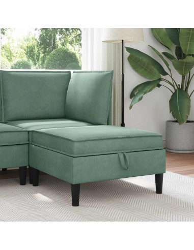 Pouf con Storage Verde Mare Velluto