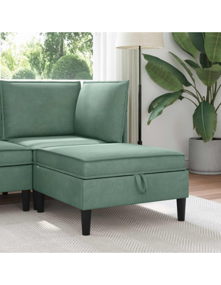 Pouf con Storage Verde Mare Velluto