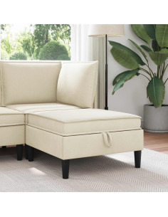 Pouf con Storage Crema Velluto