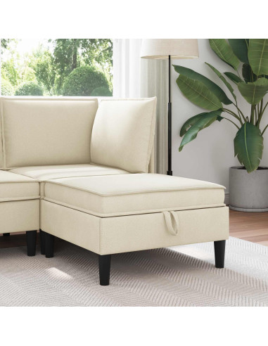 Pouf con Storage Crema Velluto