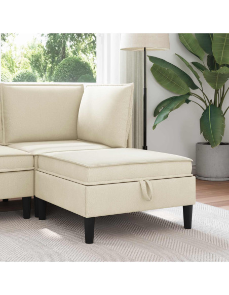 Pouf con Storage Crema Velluto