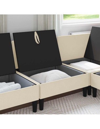 Divano Medio con Storage Crema Velluto