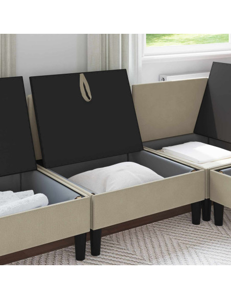 Divano Medio con Storage Sabbia Velluto