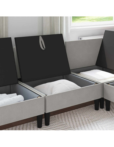 Divano Medio con Storage Grigio chiaro Velluto