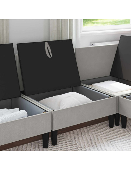 Divano Medio con Storage Grigio chiaro Velluto