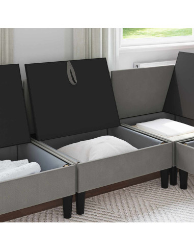 Divano Medio con Storage Grigio scuro Velluto