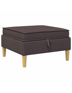 Pouf con Storage Marrone Scuro Tessuto 2