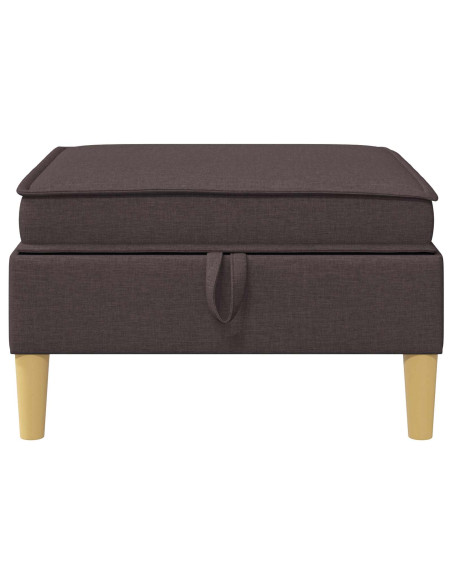 Pouf con Storage Marrone Scuro Tessuto