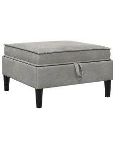 Pouf con Storage Grigio Chiaro Velluto 2