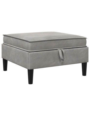 Pouf con Storage Grigio Chiaro Velluto