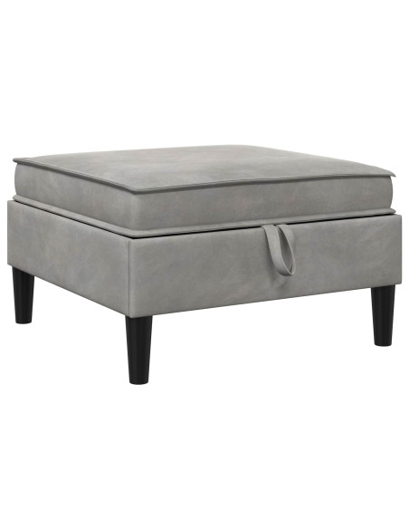 Pouf con Storage Grigio Chiaro Velluto