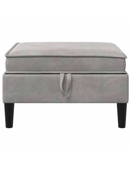 Pouf con Storage Grigio Chiaro Velluto
