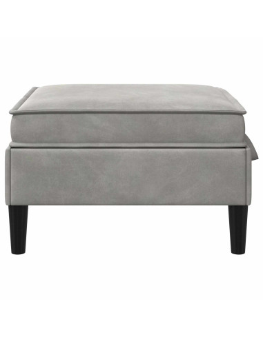 Pouf con Storage Grigio Chiaro Velluto