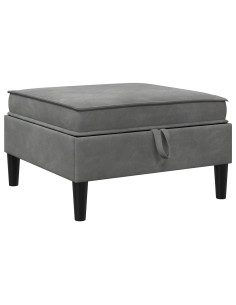 Pouf con Storage Grigio Scuro Velluto 2