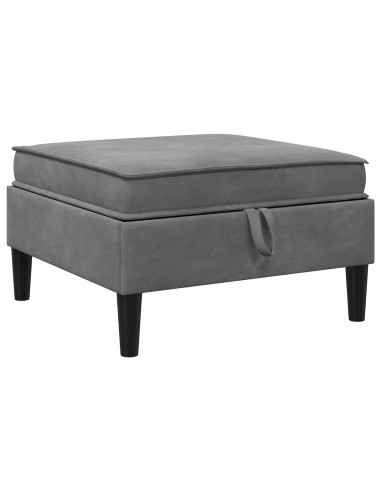 Pouf con Storage Grigio Scuro Velluto