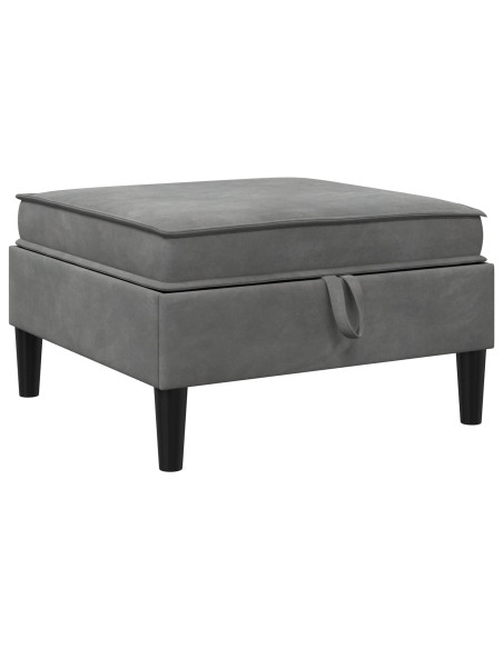 Pouf con Storage Grigio Scuro Velluto