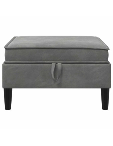 Pouf con Storage Grigio Scuro Velluto