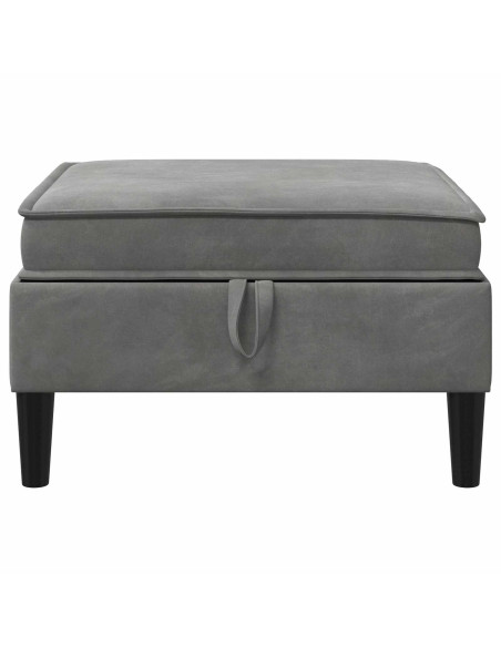 Pouf con Storage Grigio Scuro Velluto