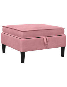 Pouf con Storage Rosa Velluto 2
