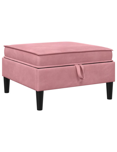 Pouf con Storage Rosa Velluto