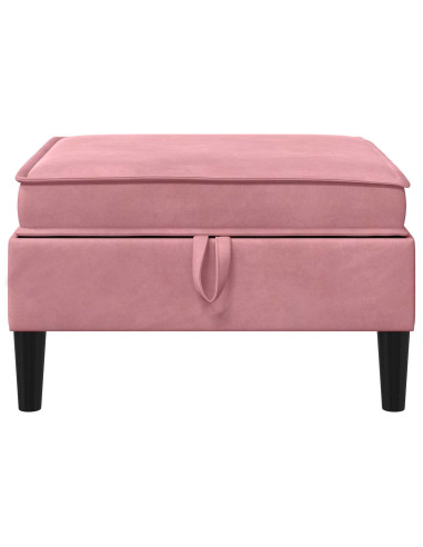 Pouf con Storage Rosa Velluto