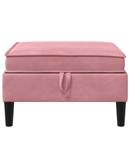 Pouf con Storage Rosa Velluto