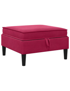 Pouf con Storage Rosso Vino Velluto 2