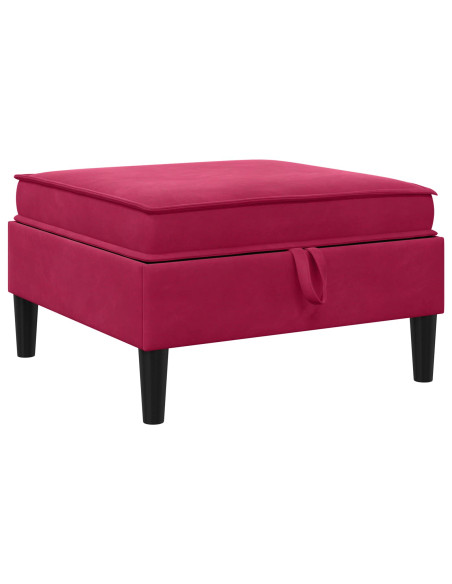 Pouf con Storage Rosso Vino Velluto
