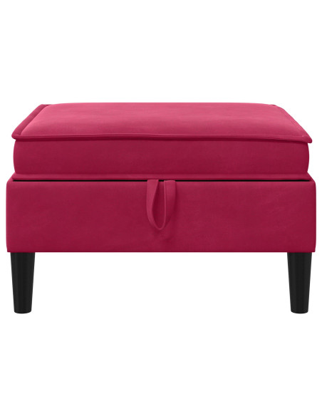 Pouf con Storage Rosso Vino Velluto