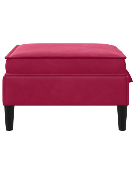 Pouf con Storage Rosso Vino Velluto