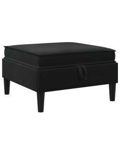 Pouf con Storage Nero Velluto 2