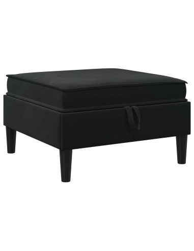 Pouf con Storage Nero Velluto