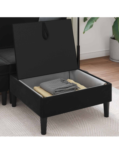 Pouf con Storage Nero Velluto
