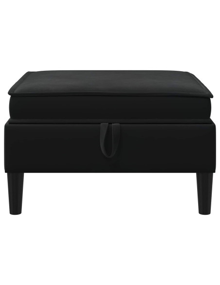 Pouf con Storage Nero Velluto