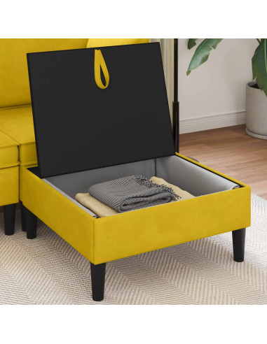 Pouf con Storage Giallo Velluto