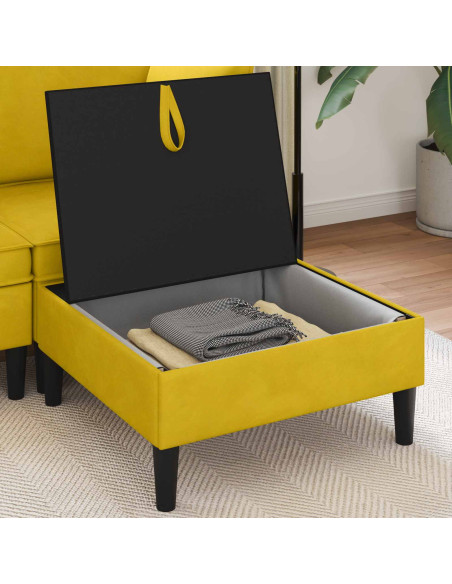 Pouf con Storage Giallo Velluto