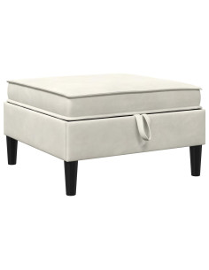 Pouf con Storage Crema Velluto 2