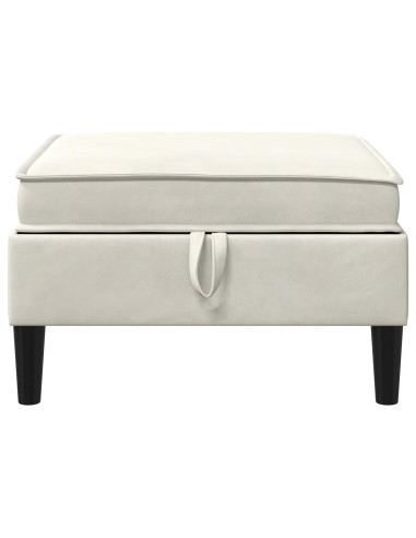 Pouf con Storage Crema Velluto