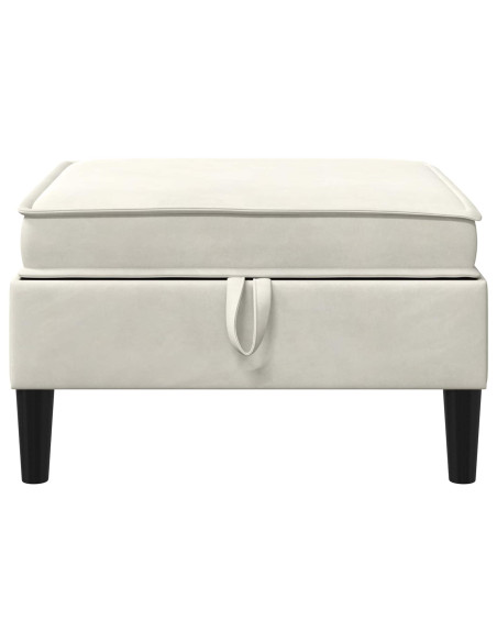 Pouf con Storage Crema Velluto