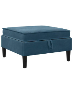 Pouf con Storage Blu Velluto 2